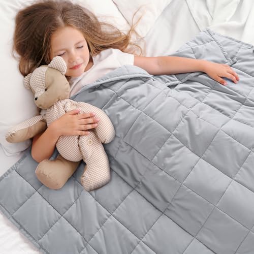 Kivik Weighted Blanket 5 lbs, Small Weighted Blanket 5 Pounds, Mini Heavy Blanket Thorw, Breathable Cooling & Warm Blankets, Machine Washable, 36x48 Inches Grey