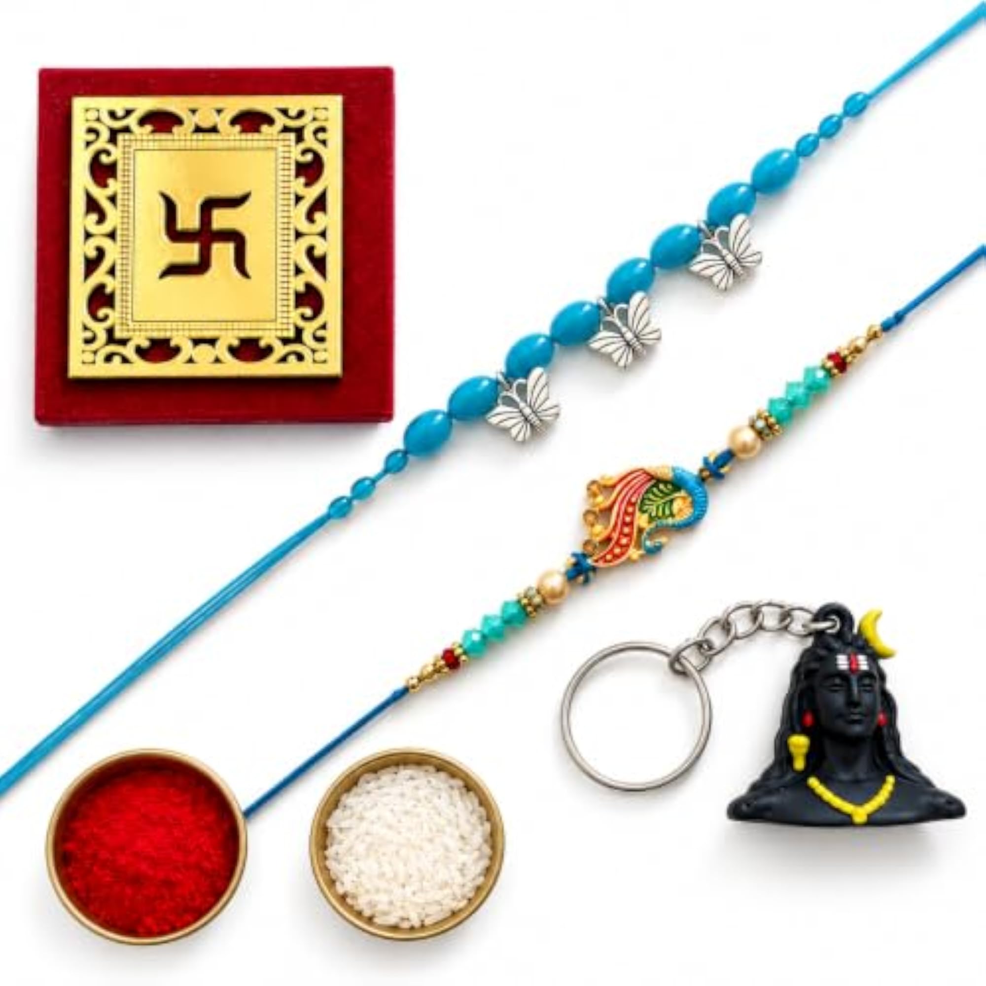 Premium Rakhi Set for Bhaiya & Bhabhi with Keychain