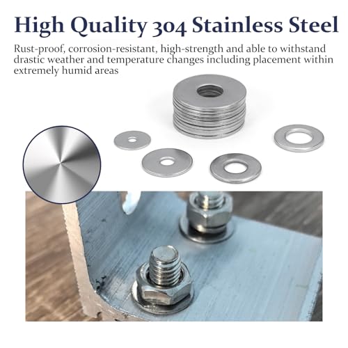 ZQZ 290Pcs Flat Washers, 304 Stainless Steel Fender Washers Assortment, 15 Different Sizes Wide Washer M3 M4 M5 M6 M8 M10 M12 Assorted Flatwashers Kit by ZQZ - Image 3