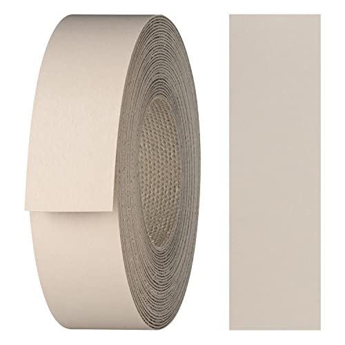 haggiy Kantenumleimer aus Melamin mit Schmelzkleber, 21 mm x 5 m | Umleimer zum Aufbügeln f. Regalbretter & Platten | Kantenband - Dekor: Beige grau