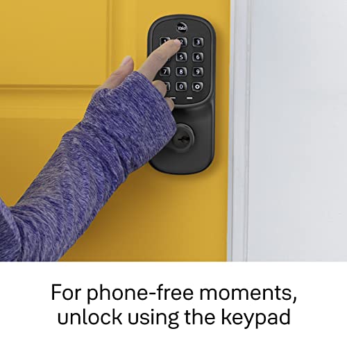 Image of Yale Satin Nickel Assure Lock Entry Door Handle with Wi-Fi Connected Keypad, Smart Door Lock with Handle and Back-Up Key for Single Hole Entry Door, YRL216-WF1-619