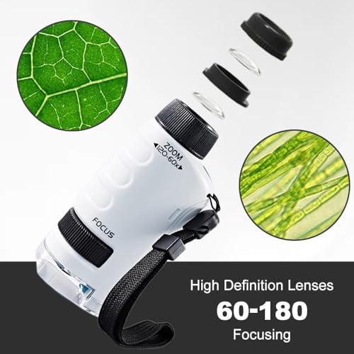 Image of Mini Microscope for Kids, 2026 New Pocket Microscope for Kids, Protable Handheld Kids Microscope with LED Light 60X-120X, Mini Scope for Home School Lab Science Education (Blue)