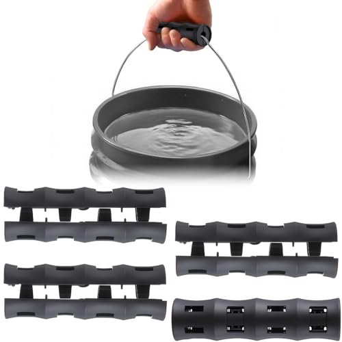 Gulfmew 4 Pack Bucket Handles Replacement Plastic Handles Grips Fit 5 Gallon Buckets Ergonomic Bucket Grips for Construction Gardening Painting DIY Farming and Car Wash Use (Black)