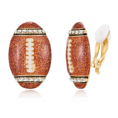 Sport Clip on Earrings Football Basketball Soccer Basrball Earrings for Women Non Pierced Earrings