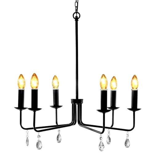 Image of Outdoor 12V Plug-in 6-Light Farmhouse Chandelier, Straight Arm
