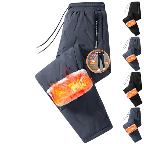 スウェットパンツ メンズ ズボン 裏起毛 【履いた瞬間から速暖・撥水×防風・抗寒力MAX！】 裏起毛パンツ ゴルフウェア 防寒ズボン ウエストゴム 極厚裏ボア フリース中綿 寒さ対策 冬 秋 春 (JP, アルファベット, L, ストレート-グレー) - GAOTEK - 商品画像