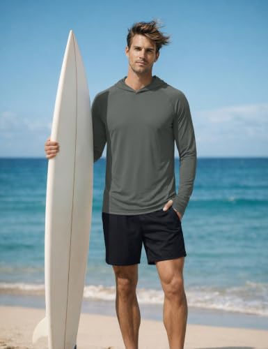 Image of KEFITEVD Men's Sun Hoodie Long Sleeve Fishing UPF 50+ SPF Quick Dry Shirts