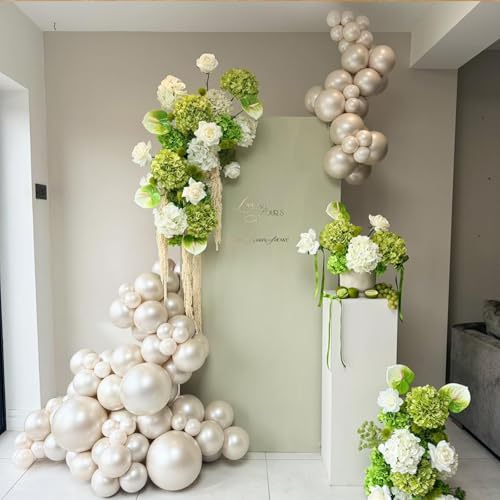 Image of 108Pcs Double Stuffed Pearl White Balloon Garland Arch Kit