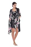 CostumeDeals Women's Satin Robes Set 2 Piece Sleepwear Sexy Lingerie Nightgown Floral Loungewear Nig