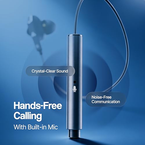 Image of Ambrane Type C Wired Earphones with Mic, Dual Dynamic Drivers, Hi-Fi Stereo Sound, Deep Bass, in-Ear Earphones for Gaming, Music & Calls, Compatible with Type C Smartphones, iPhone,Android, Ipad