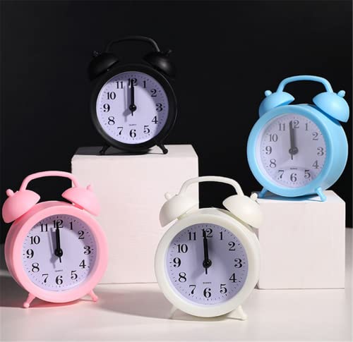 Txy Kids Alarm Clock Double Bell Clock Classic Home Cute Battery Operated Analog Mini Round Bedside Desk Alarm Clock Kid Gifts Children's Student Alarm Clock Home Decoration (Black) #TOP5