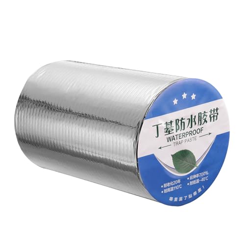 Image of HARFINGTON Waterproof Butyl Tape 16-ft x 8 inch W Aluminum Foil Sealant Tape, 0.03 inch Thick Upgraded Outdoor Use Self-Adhesive Sealing Tape for Roof Window RV Boat Pipe Repair