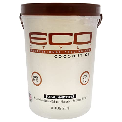 Eco Style Coconut Oil Styling Gel - Adds Luster And Moisturizes Hair - Weightless Styling And Superior Hold - Prevents Breakage And Split Ends - Promotes Scalp Health - Ideal For All Hair - 80 Oz #TOP26