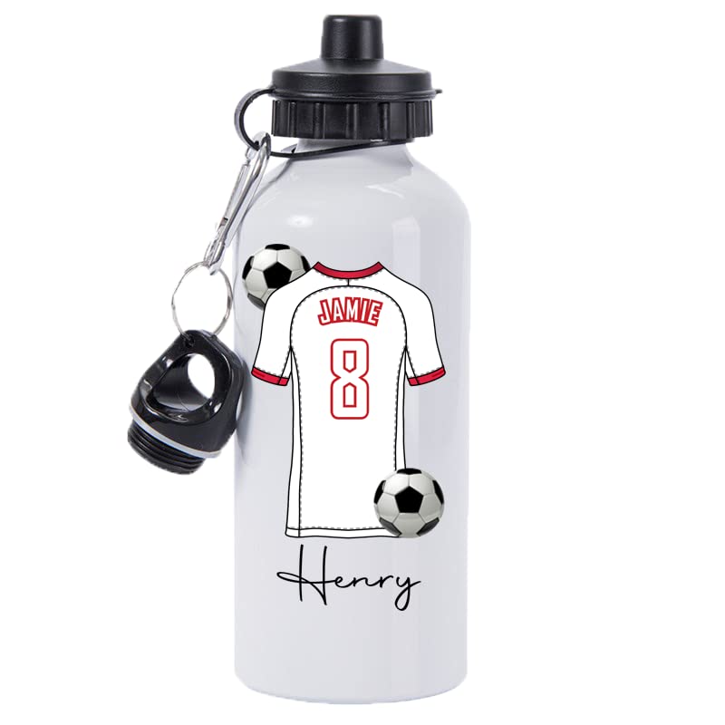 Pickhut Personalised World Cup 2026 Football 600ml White Aluminium Sports Water Bottle | Customised with Name/Number/Text on Jersey Shirt Design | Back to School Gift for Kid (Poland)