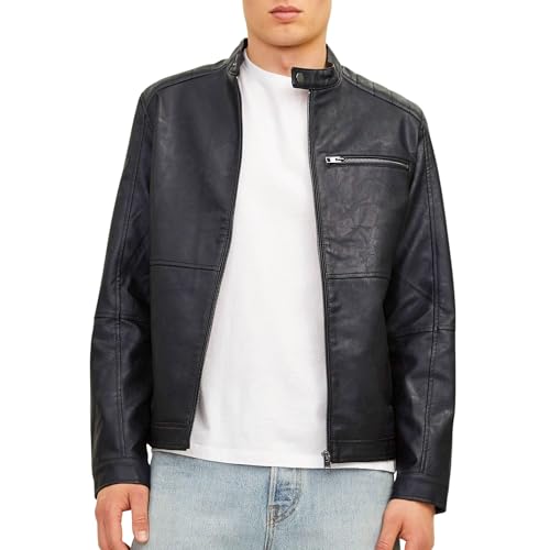 JACK & JONES Synthetic Leather Jacket Synthetic Leather Jacket Black M Black M