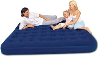 Comfort Quest Flocked Airbed - King Size, Blue
