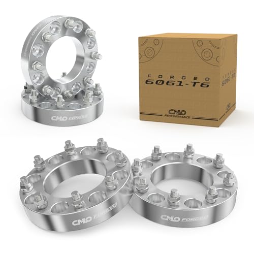 Customadeonly 8x6.5 (8x165.1) Wheel Spacers 1 Inch – 2pcs Forged Aluminum Spacers with 126mm Bore, M14x1.5 Studs – Fits Chevy GMC 8 Lug Trucks – 25mm Wide – Stud Trimming May Be Required