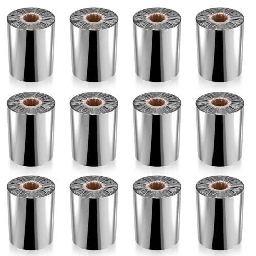 Image of Maitys 12 Rolls 4.33'' x 1476' Resin Enhanced Wax Printer Ribbon Bulk Black Thermal Transfer Label Ribbon 1'' Core Ink Out 1 Roll Compatible with Zebra Zt230 Zt410 Zt420 Zt610