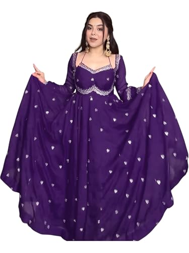 Image of Dresser Women's Georgette Anarkali Flare Kurta Set (DR-DR1001, Red)