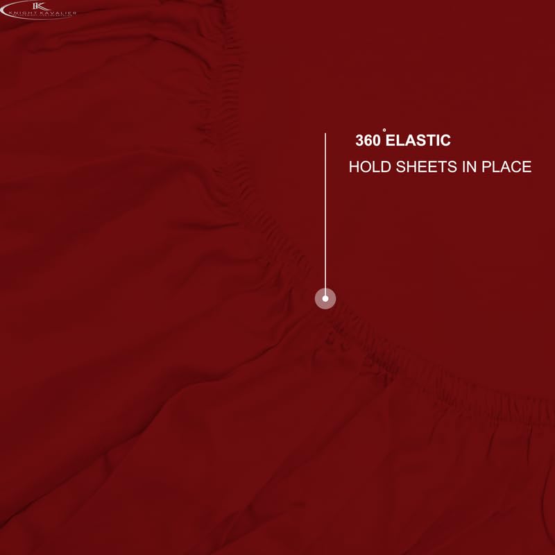 Image of Bad Sheet Queen Size Fitted Egyptian Cotton 500 Thread Count Hotel 1 Piece Queen Fitted Bedsheet- Fit Mattress Up to 12 inch- Extra Soft, Wrinkle Free, Breathable Sheet- Burgundy
