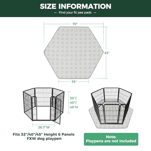 Image of FXW Washable Pee Pads for Dogs, Leak-Proof & Non-Slip, Specifically Designed for FXW Rollick /Homeplus 32 /40 /45inch 6 Panels Dog Playpen, 35 inch Hexagon, Khaki, 2 Packs