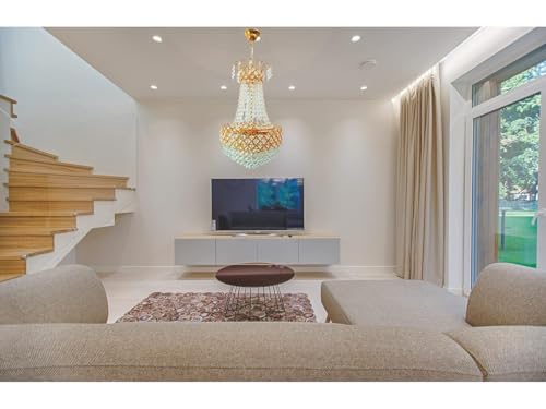 Image of Zingy Chandelier Ceiling Lamp 300mm Glass Crystal Big Size Jhumar Lamp fo Living Room /Hall (30 * 70 CM) (Bulb not Inluded) Holder Type E14