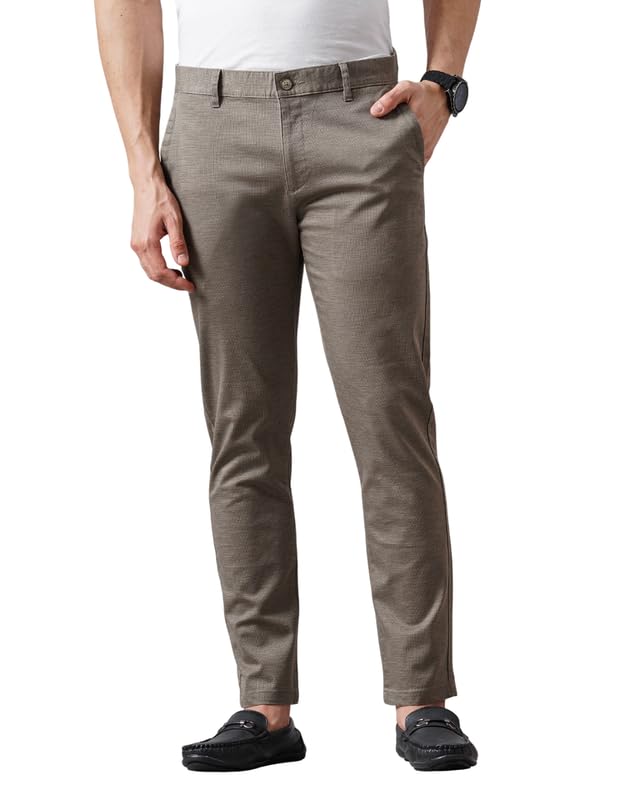 Image of British Club 98% Cotton, 2% Elastane Men's Slim Fit Low-Rise Chinos | Modern Design | Stretch Fabric for Comfort | Versatile for Casual and Semi-Formal Occasions | Durable Brown