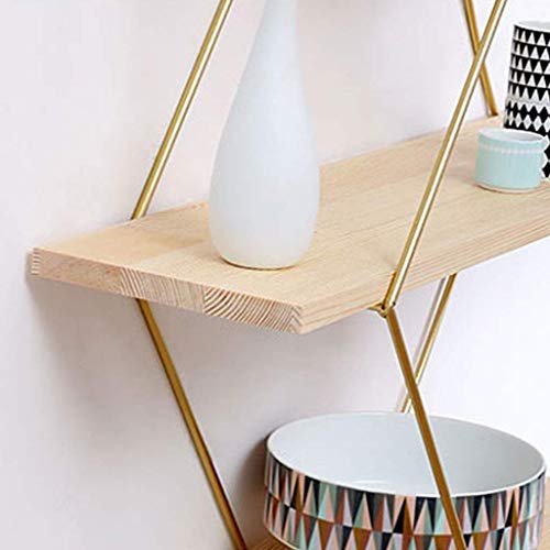 Quul Wrought Iron Wall Mount，Floating Shelves, 3 Tier Geometric Diamond Wall Shelves, Wood And Metal Art #TOP6