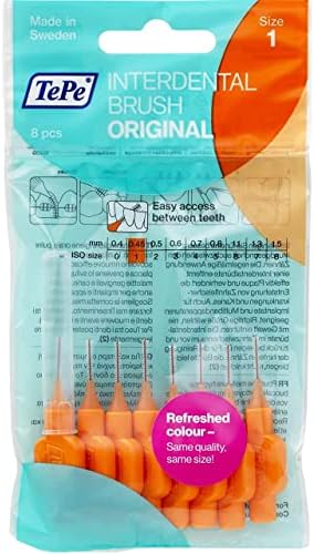 TEPE Interdental Brushes 0.45mm - 2 Packets of 8 (16 Brushes) Orange