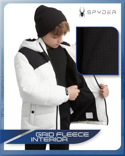 Image of Spyder Boys Puffer Jacket Insulated Fleece Lined Hooded Stretch Winter Coat