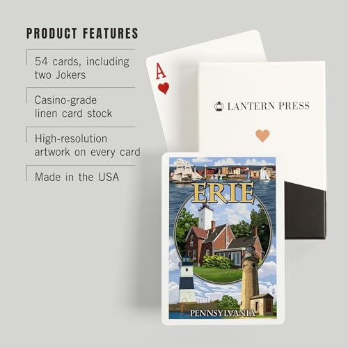 Baraja de cartas poker Erie Pennsylvania, 52 cartas miniatura 3