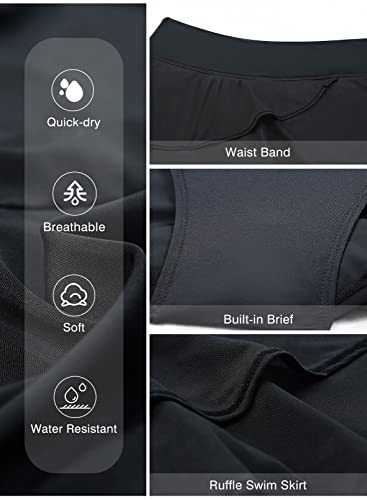 Aleumdr Women's Waistband Layered Swimdress Ruffle Swim Skirt Swimsuit Bottom(Available in Plus) - Image 6