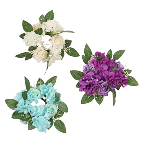 Cabilock Corone Di Candele Di Candele Realistica Con Fiori Artificiali Per Centrotavola Nuziali