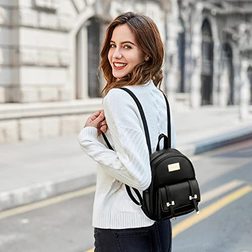 Image of KKXIU Girls Small Backpack Purse Vegan Leather Mini Bookbag for Women Cute Teen Pompom Daypack