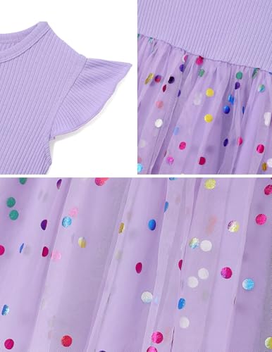 Image of PATPAT Girls Sequin Polka Dot Tutu Princess Birthday Party Dresses 3-4T
