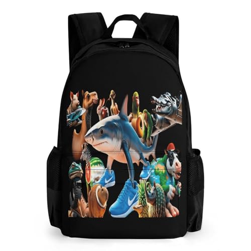 Tralalero-Tralala Brainrot Merch Backpack With Pocket Italian-Brainrot Meme Travel Backpack 42x30.5cm