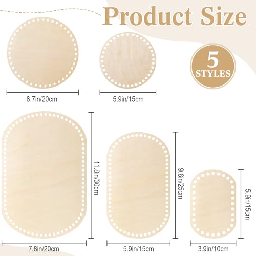 Fanfanwin 10 Pcs Wooden Basket Bottom for Crochet Oval Circle Moses Basket Base 5 Sizes Art Wood Knitting Base Shapers for DIY Knitting Art Craft Weaving Making Supplies(Classic Size,Oval, Round)