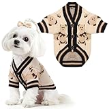 UETZLTB Small Dog Sweater Cute Bear Puppy Cardigan Coat Clothes Fall Winter Dog Sweaters for Small Medium Dogs Boy Girl Cat Sweaters Outfits for Cats Soft Warm Pet Knit Clothes with Sleeves(Beige,XS)