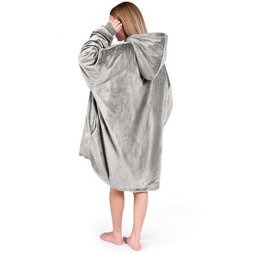 Image of Bare Home Wearable Blanket Hoodie - Soft Plush Sherpa - Warm and Cozy - Oversized Wearable Blanket