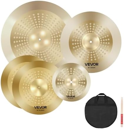 Cymbal Pack, 4 Pieces Cymbals For Drum Set, Alloy Cymbals Drum Set Includes 14-inch Hi-Hats, 16-inch Crash, 20-inch Ride, 10-inch Splash, Drumsticks & Cymbal Bag, Alloy Cymbal Pack For Drummer main image 0