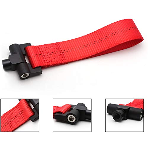 x xotic tech JDM Red Track Racing Style Tow Hook Adapter with Nylon Towing Strap Front Bumper Screw On Compatible with Volkswagen Jetta MK6 2011-2015 2016 2017 2018 by x xotic tech - Used condition - Image 3