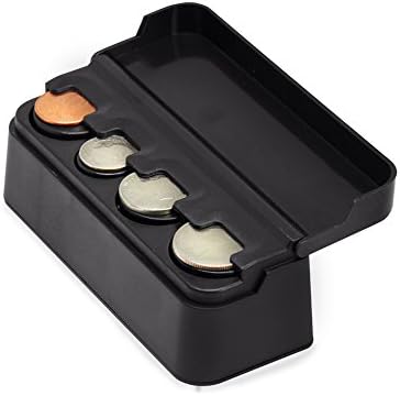 RED SHIELD Coin Holder in Black, Organizer with Removable Lid for Cars/Vehicles, Homes, and Offices. Car Change Organizer Universal Storage Coin Money Dispenser. Easy to Organize Change