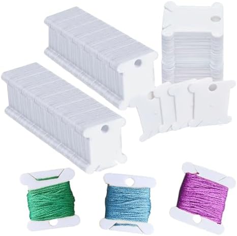 300 Pieces Plastic Floss Bobbins for Cross Cotton Thread Craft DIY Sewing Storage, Thread Organizer Holder, Embroidery Thread Cards Cross Stitch Bobbin, White