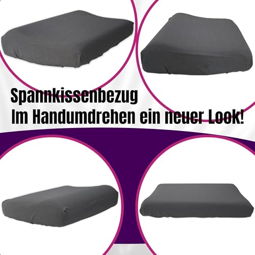 Jersey Nackenkissen Bezug 40x60 cm Anthrazit - Kissen Spannbezug Elastisch - Baumwolle Kissenbezug für Gesundheitskissen und Nackenstützkissen