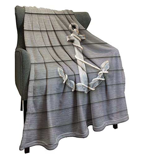 Hommomh Fleece Blanket 60" X 80" Anchor Wooden Marine Shapes On The Wall Antique Navy Nature Adventure Themed Art Work Lightweight Fuzzy Cozy Soft Warm Throw For Men Women, Air Conditioning #TOP11