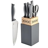 SPICE BY TIA MOWRY Savory Saffron 7-Piece Stainless Steel Cutlery Set – Gray