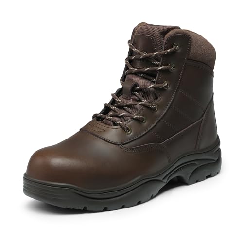 NORTIV 8 Men's Steel Toe Work Boots Breathable Ankle Safety Industrial & Construction Boots CONTRACTOR,Size 10.5,Brown