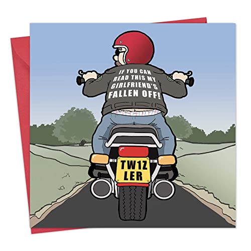 Twizler Funny Card with Motorbike and Lost Girlfriend - Blank Inside - Humour Happy Birthday Card - Fathers Day - Anniversary - Valentines Day - Congratulations - Teenager