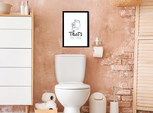 Image of Mira Mest Framed Bathroom Wall Decor | Funny Quotes & Cute Animal Art Prints | Quirky Toilet Signs & Guest Bath Decorations | Minimalist Black & White Washroom Signs | Ready to Hang Toilet Humor for Home & Powder Room (Paper Roll)