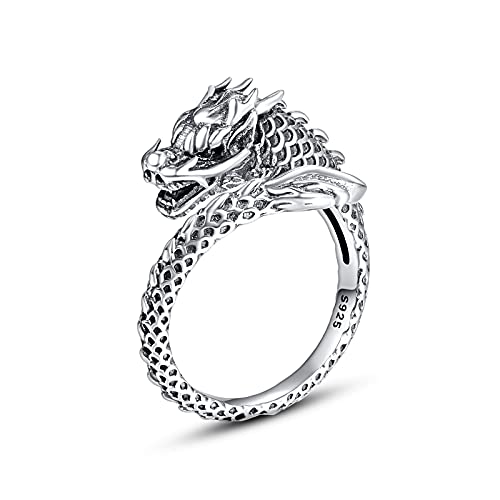 Drachen ring 925 Sterling Splitter verstellbarer Vintage Ring Amulett Drachenschmuck Geburtstagsgeschenke für Männer Frauen … Cover